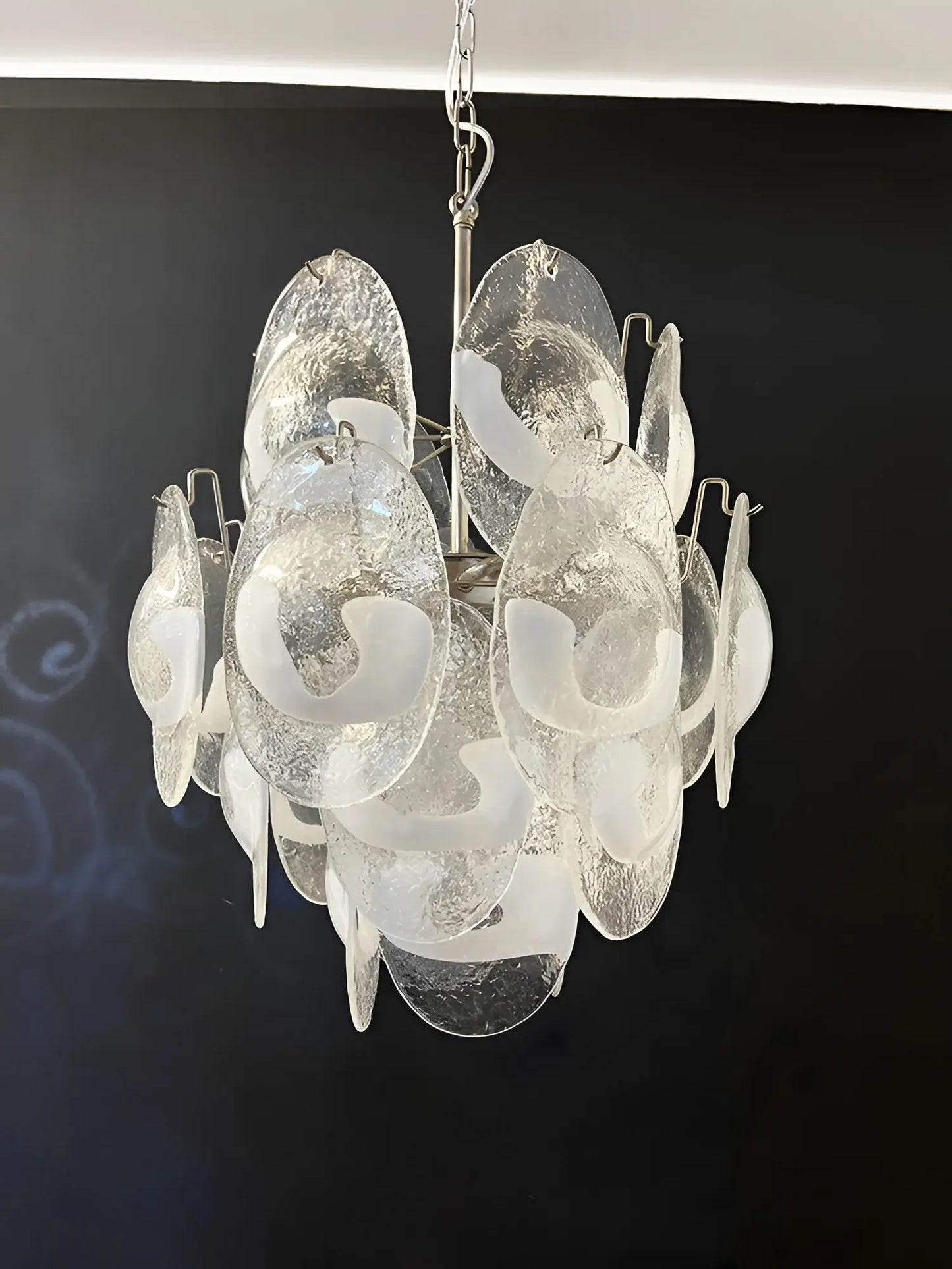 Vintage Murano Lattimo Glass White Chandelier - Nuvé