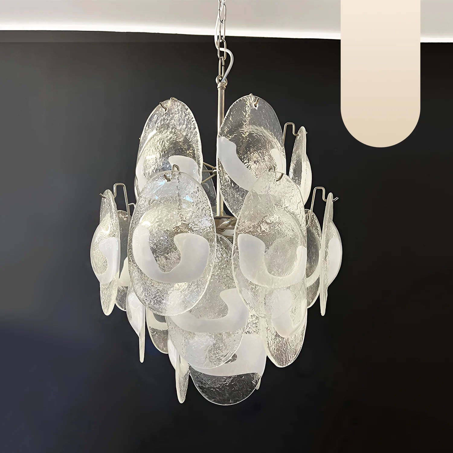 Vintage Murano Lattimo Glass White Chandelier - Nuvé