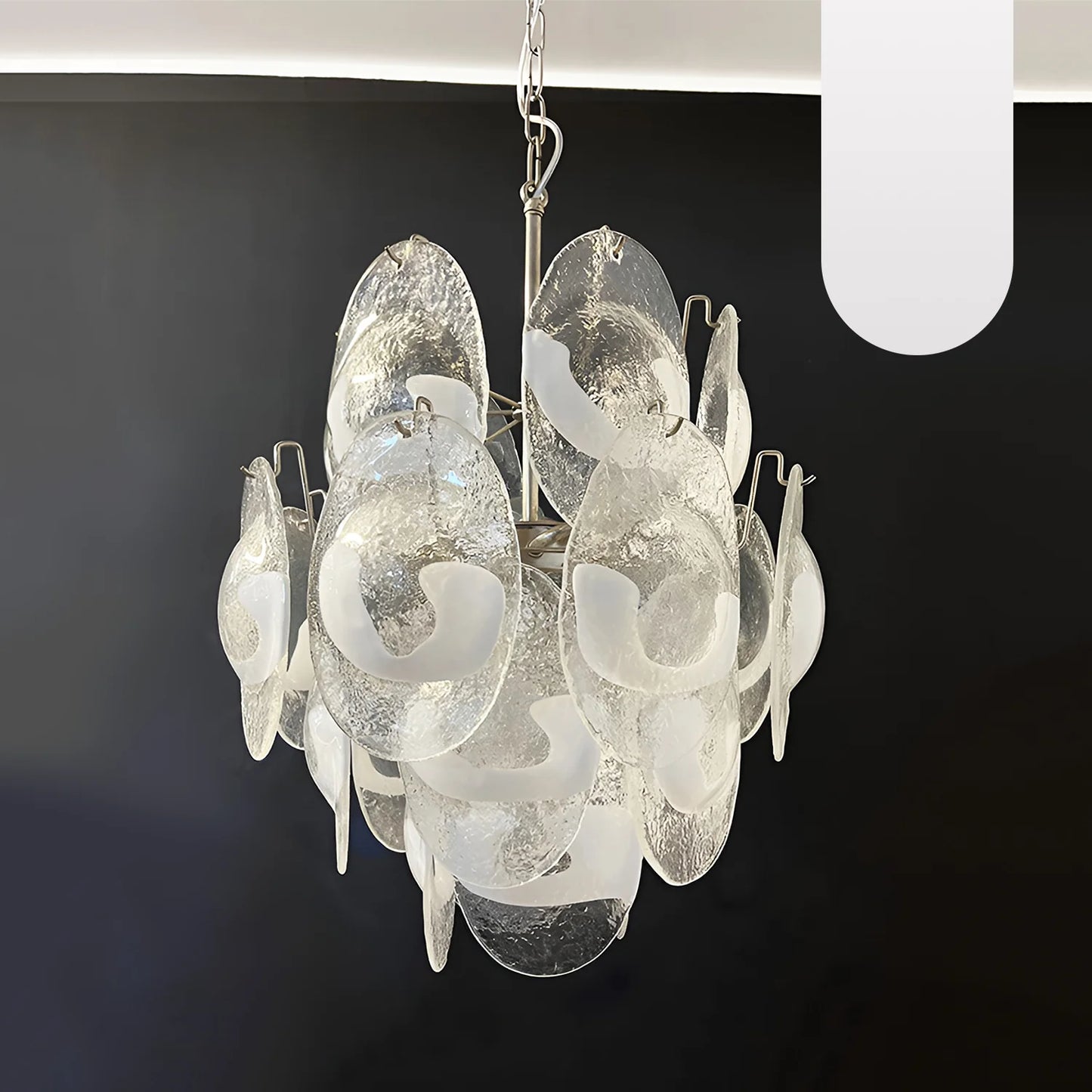 Vintage Murano Lattimo Glass White Chandelier - Nuvé