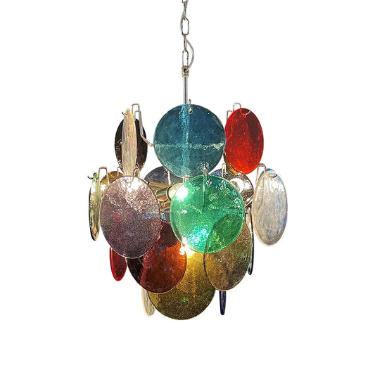 Vintage Murano Multicolored Glass Disks Chandelier - Nuvé