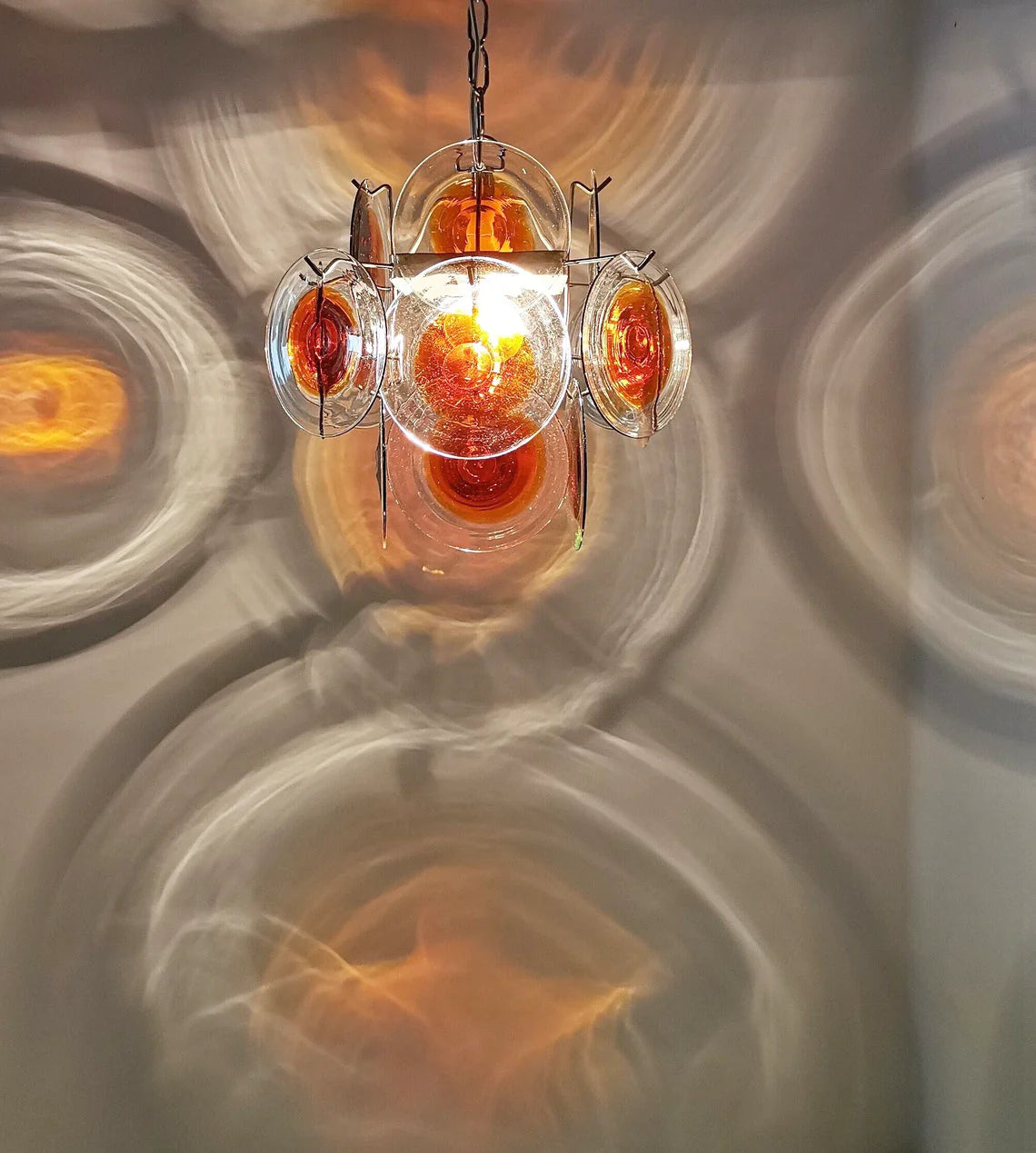 Vintage Murano Orange Brown Chandelier - Nuvé