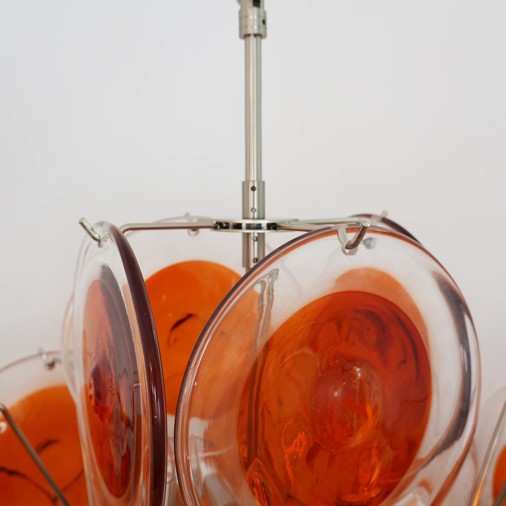 Vintage Murano Orange Brown Transparent Disc Chandelier - Nuvé