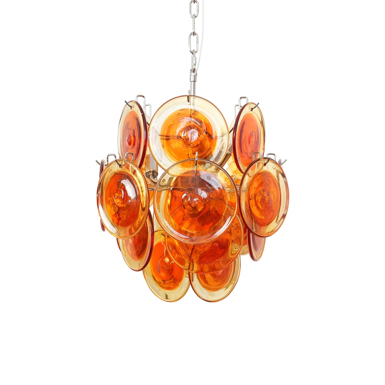 Vintage Murano Orange Transparent Disc Chandelier - Nuvé