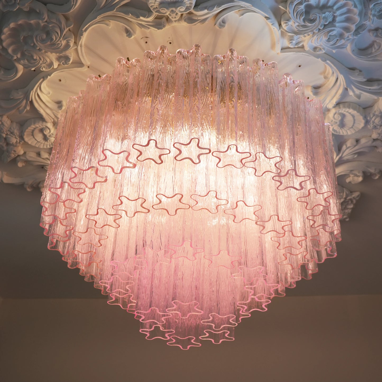 Vintage Murano Pink Glass Ceiling Light - Nuvé