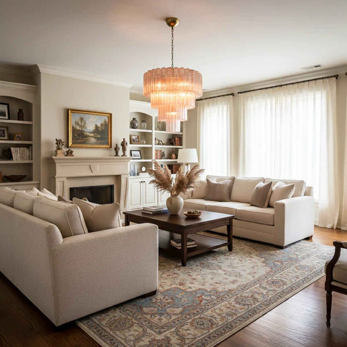 Pink Murano Star Shaped Glass Tube Chandelier - Nuvé