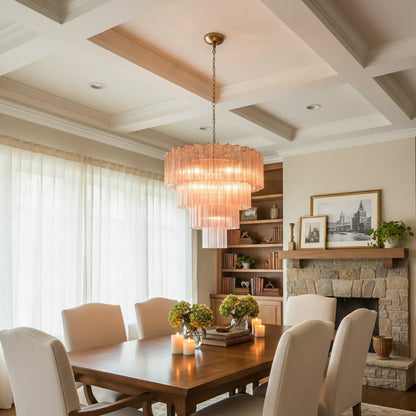 Pink Murano Star Shaped Glass Tube Chandelier - Nuvé