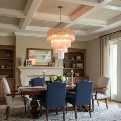 Pink Murano Star Shaped Glass Tube Chandelier - Nuvé