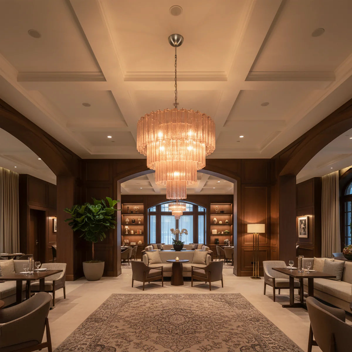 Pink Murano Star Shaped Glass Tube Chandelier - Nuvé