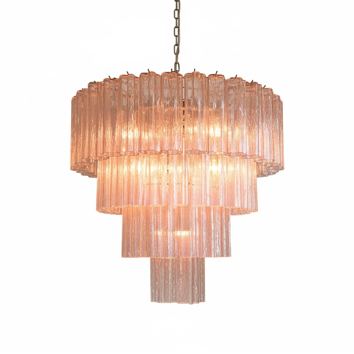 Pink Murano Star Shaped Glass Tube Chandelier - Nuvé