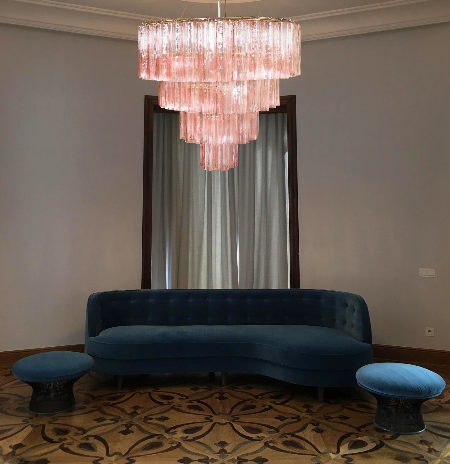 Vintage Murano Pink Glass Chandelier - Nuvé