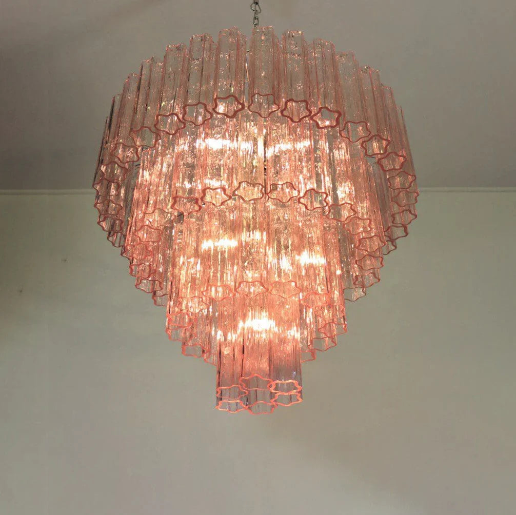 Vintage Murano Pink Glass Chandelier - Nuvé
