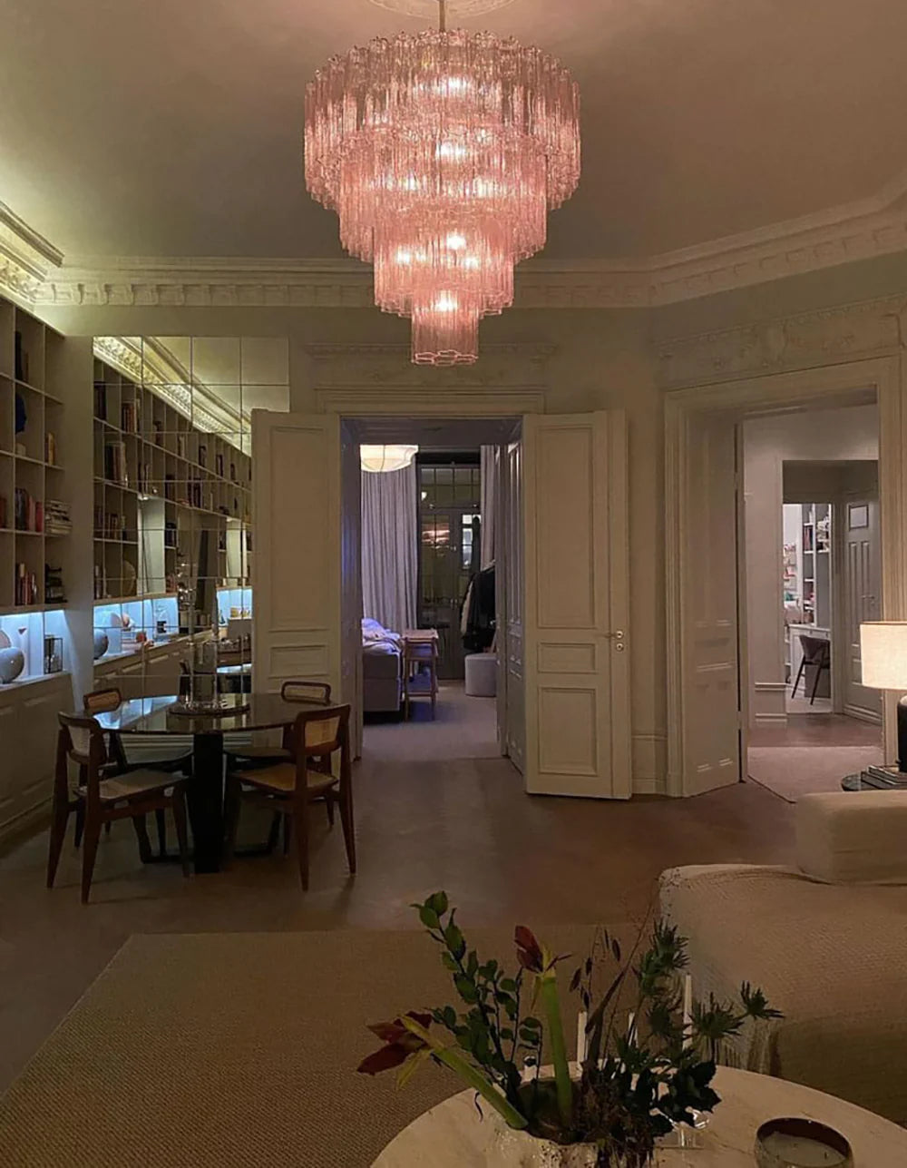 Vintage Murano Pink Glass Chandelier - Nuvé