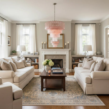 Pink Murano Star Shaped Glass Tube Chandelier - Nuvé