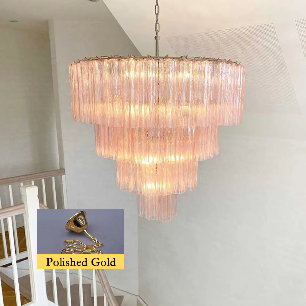 Vintage Murano Pink Glass Chandelier - Nuvé