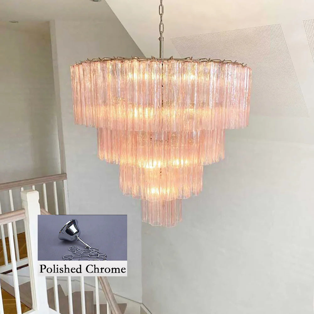Vintage Murano Pink Glass Chandelier - Nuvé