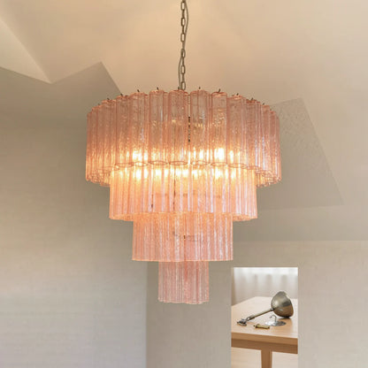 Pink Murano Star Shaped Glass Tube Chandelier - Nuvé