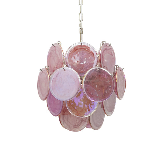 Vintage Murano Pink Glass Disks Chandelier - Nuvé