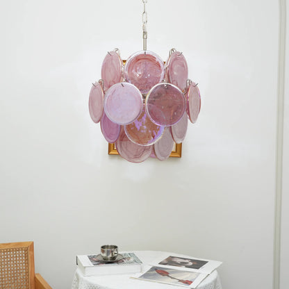 Rosalind Pink Disc Glass Chandelier