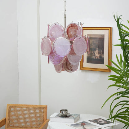Rosalind Pink Disc Glass Chandelier