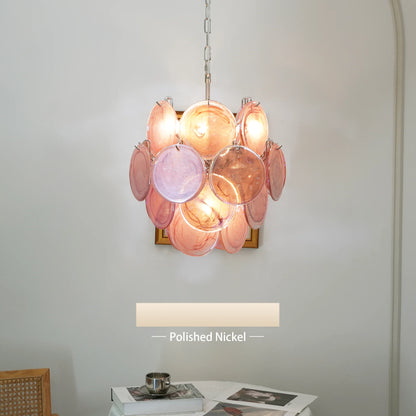 Vintage Murano Pink Glass Disks Chandelier - Nuvé