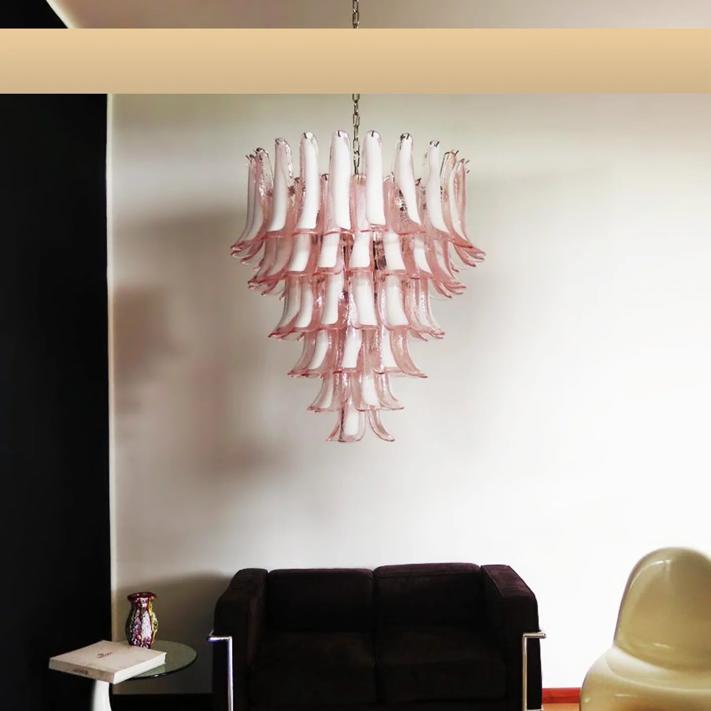 Vintage Murano Pink Glass Petals Chandelier - Nuvé
