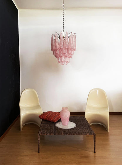 Vintage Murano Pink Glass Petals Chandelier - Nuvé