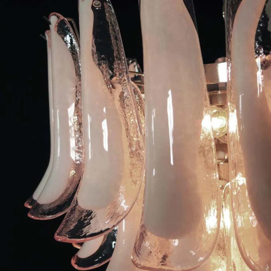 Vintage Murano Pink Glass Petals Chandelier - Nuvé
