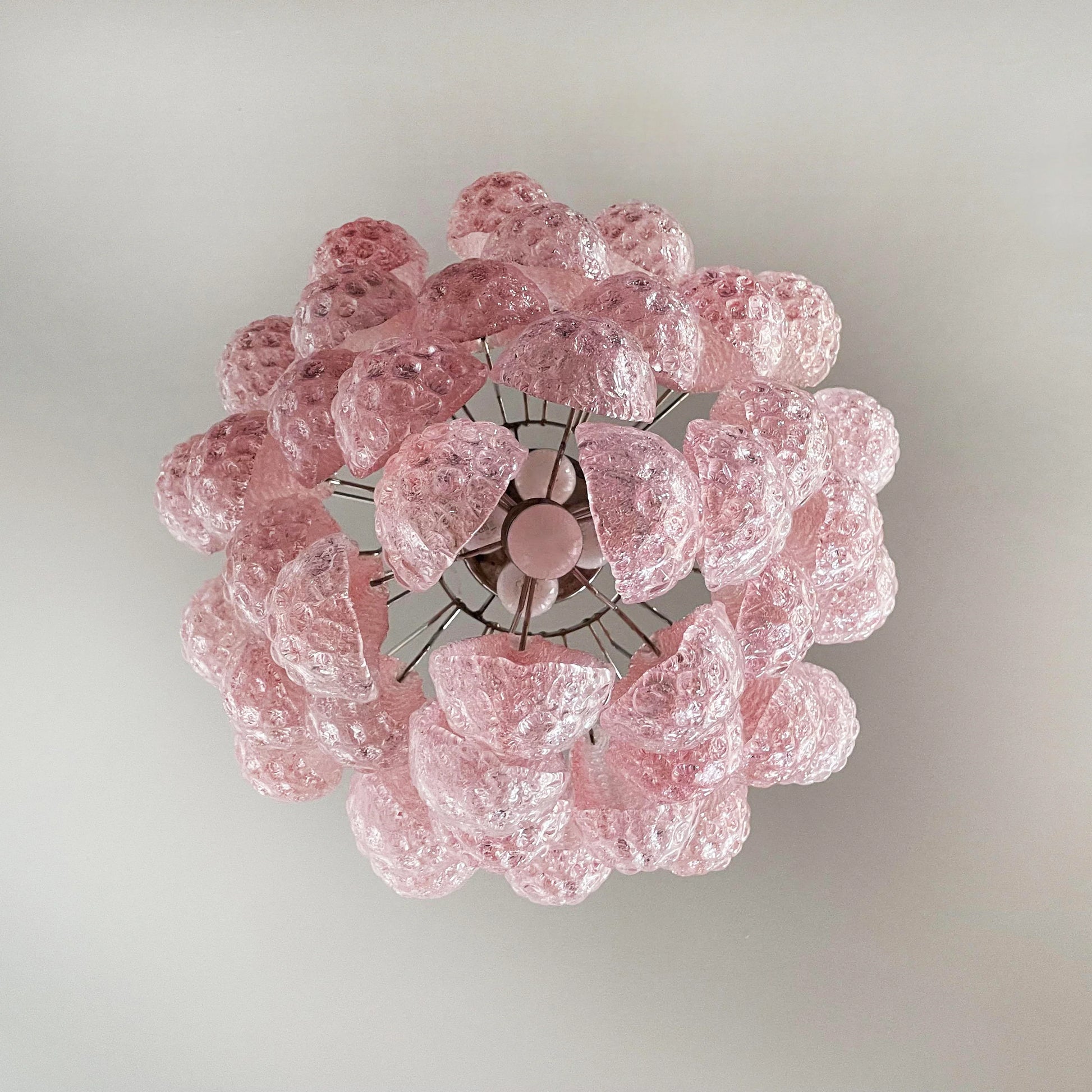 Vintage Murano Pink Glass Petals Chandelier - Nuvé