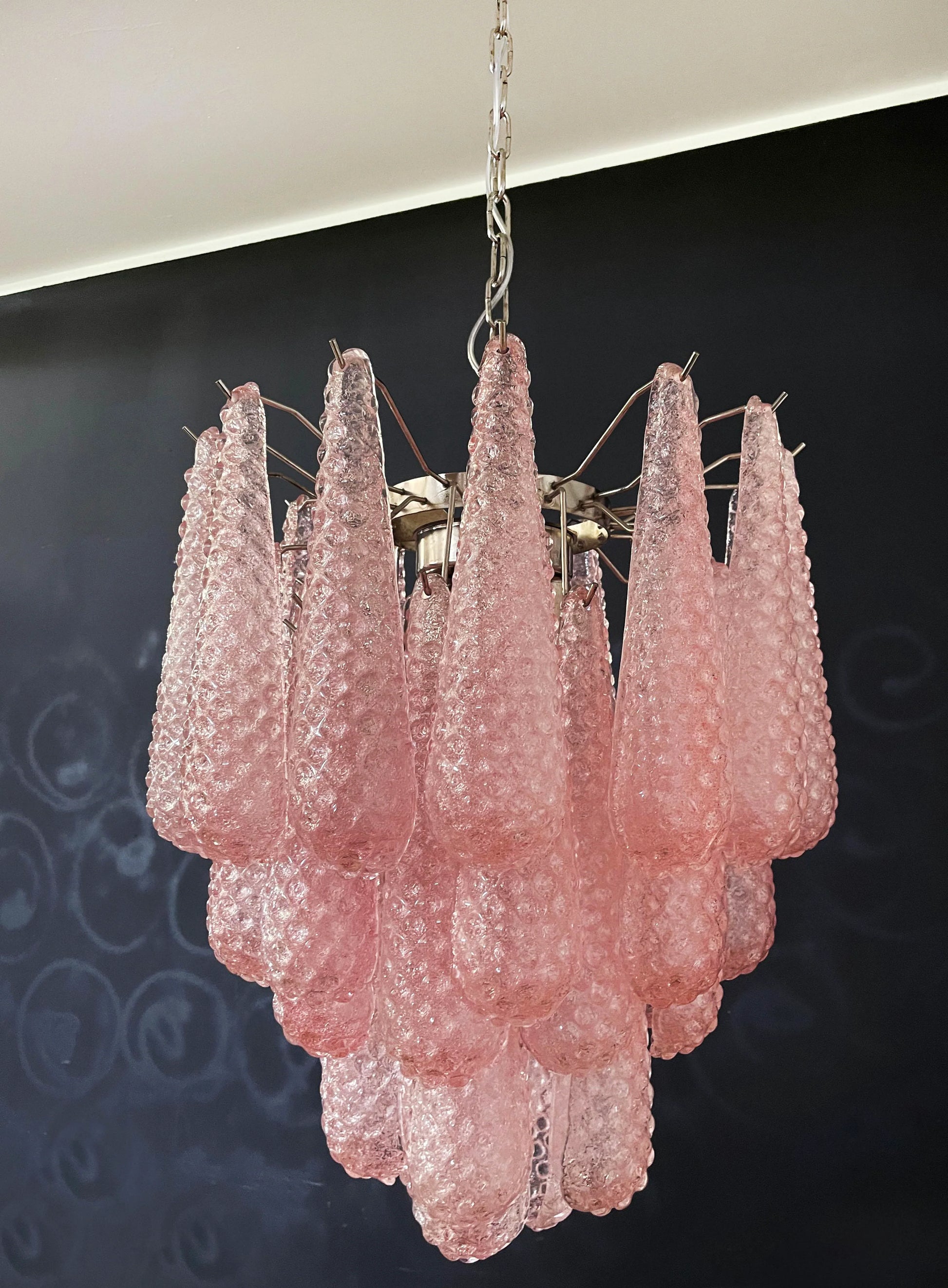 Vintage Murano Pink Glass Petals Chandelier - Nuvé