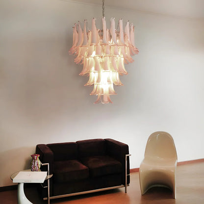 Vintage Murano Pink Glass Petals Chandelier - Nuvé