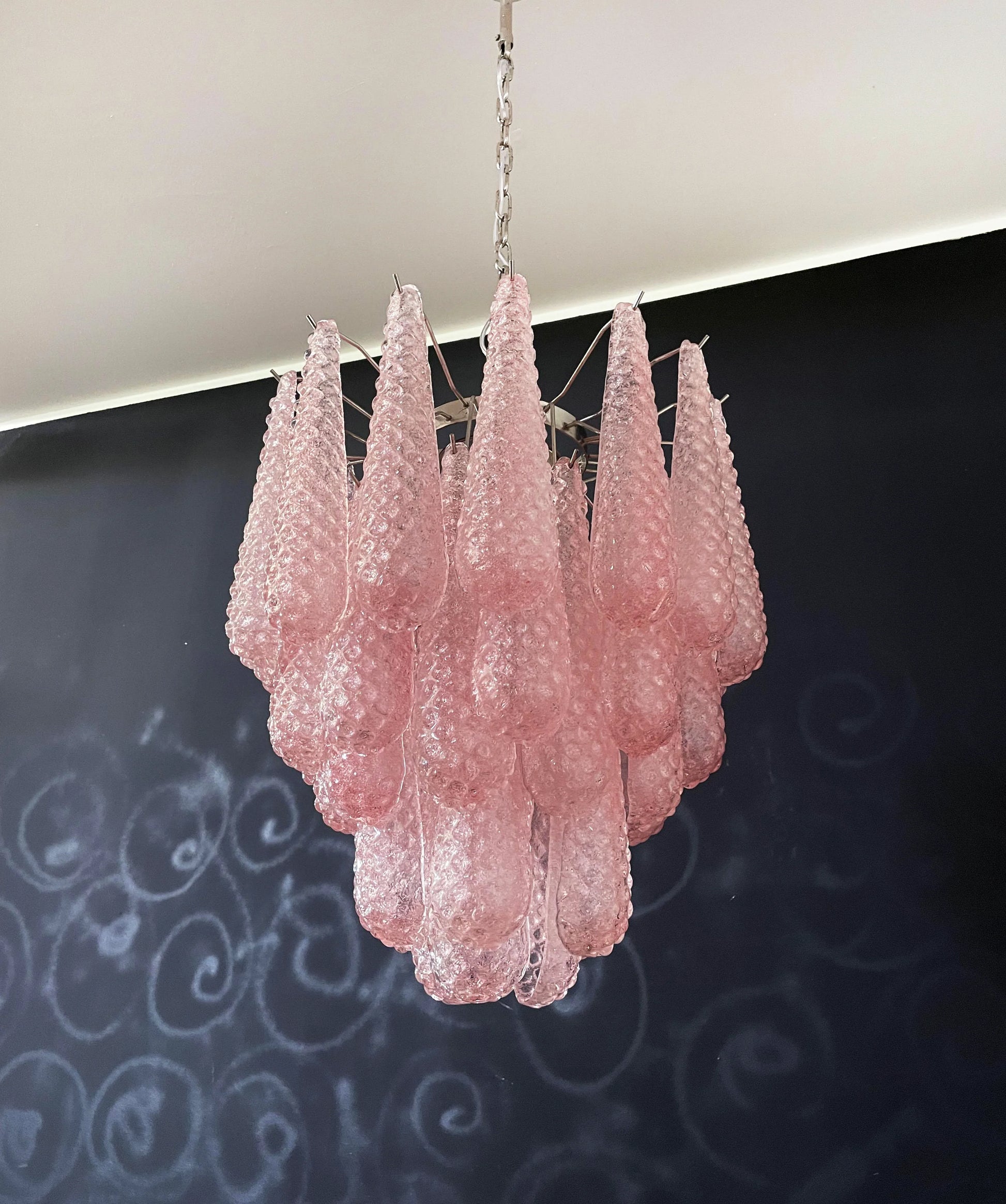 Vintage Murano Pink Glass Petals Chandelier - Nuvé