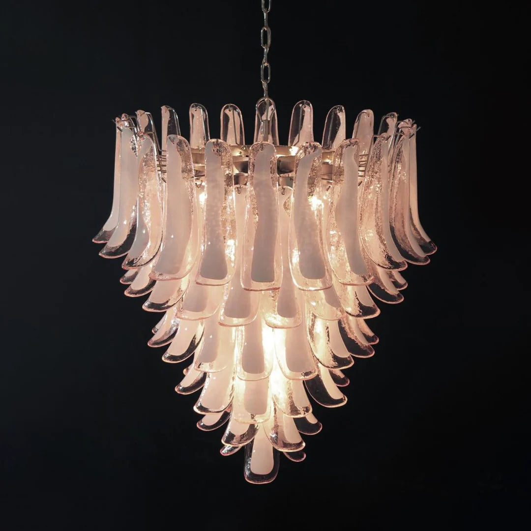 Vintage Murano Pink Glass Petals Chandelier - Nuvé