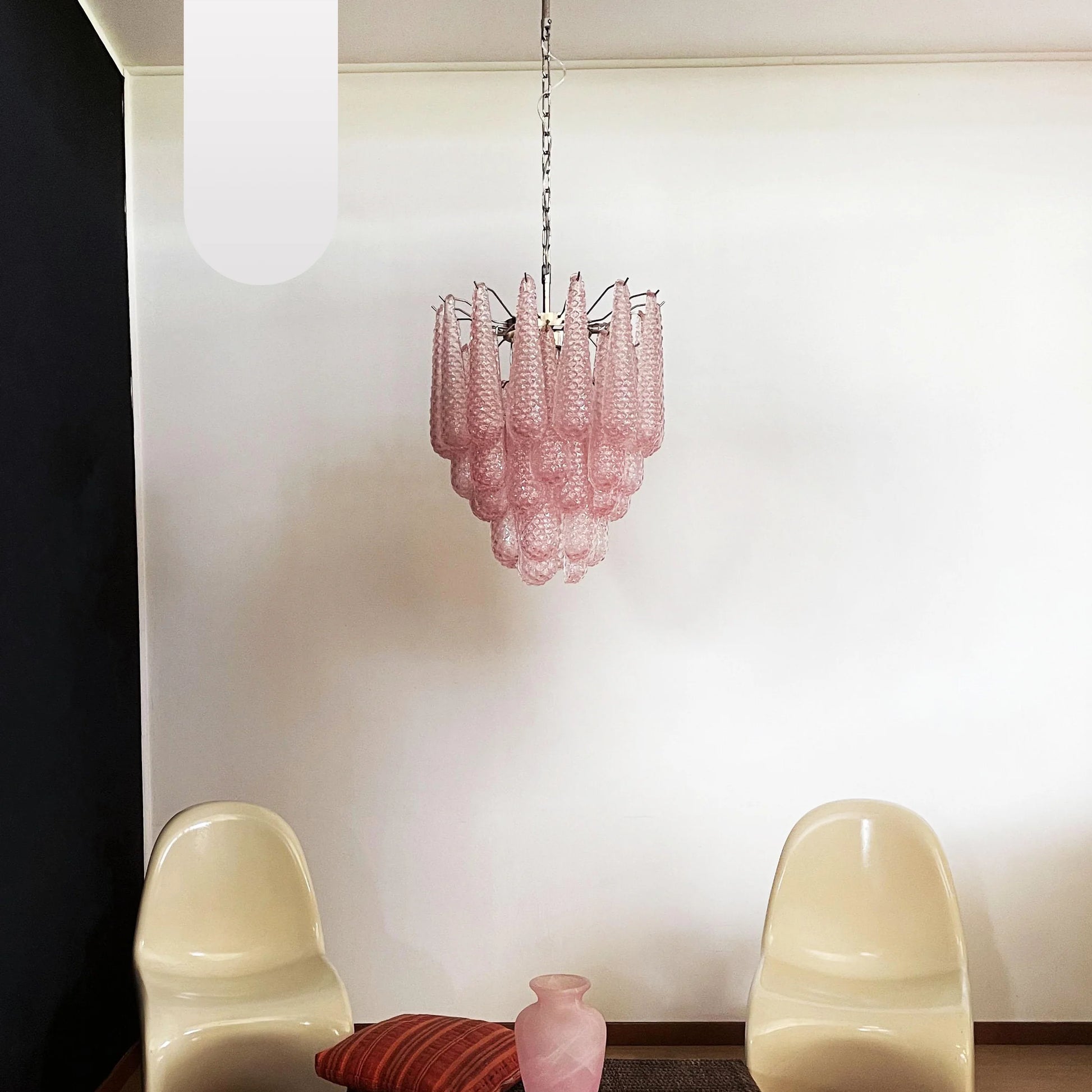 Vintage Murano Pink Glass Petals Chandelier - Nuvé