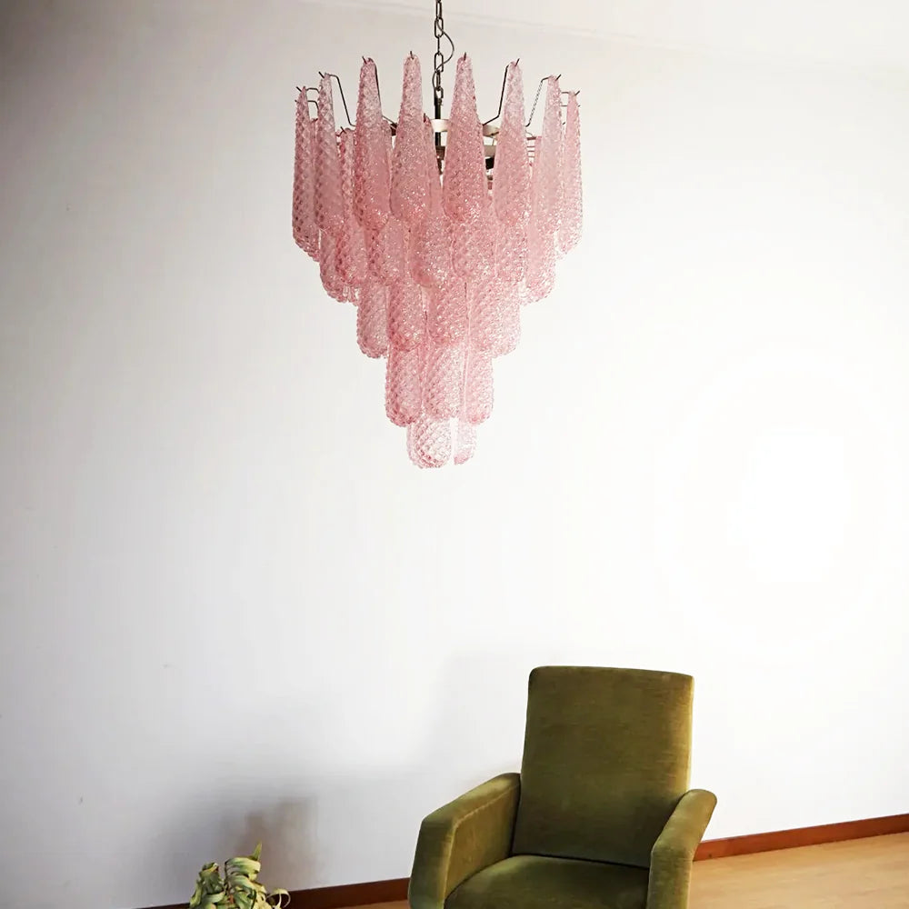 Petal Drop Murano Pink Glass Chandelier - Nuvé