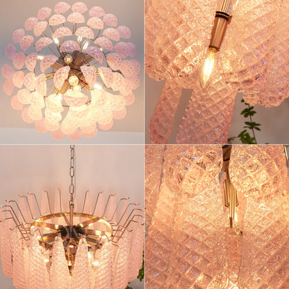 Pink Murano Petal Drop Glass Chandelier - Nuvé