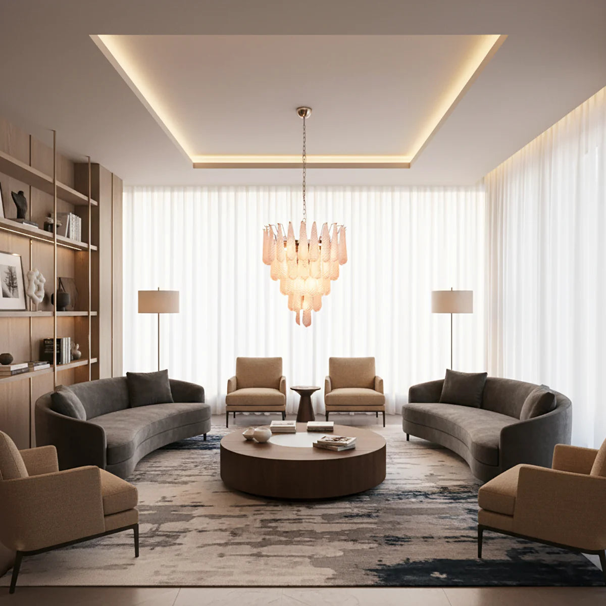 Pink Murano Petal Drop Glass Chandelier - Nuvé