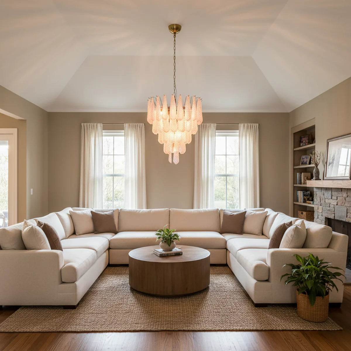 Pink Murano Petal Drop Glass Chandelier - Nuvé