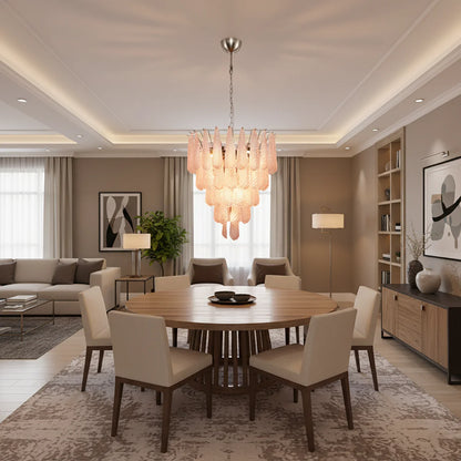 Pink Murano Petal Drop Glass Chandelier - Nuvé