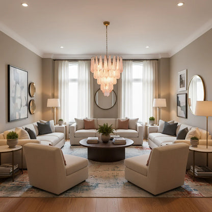 Pink Murano Petal Drop Glass Chandelier - Nuvé