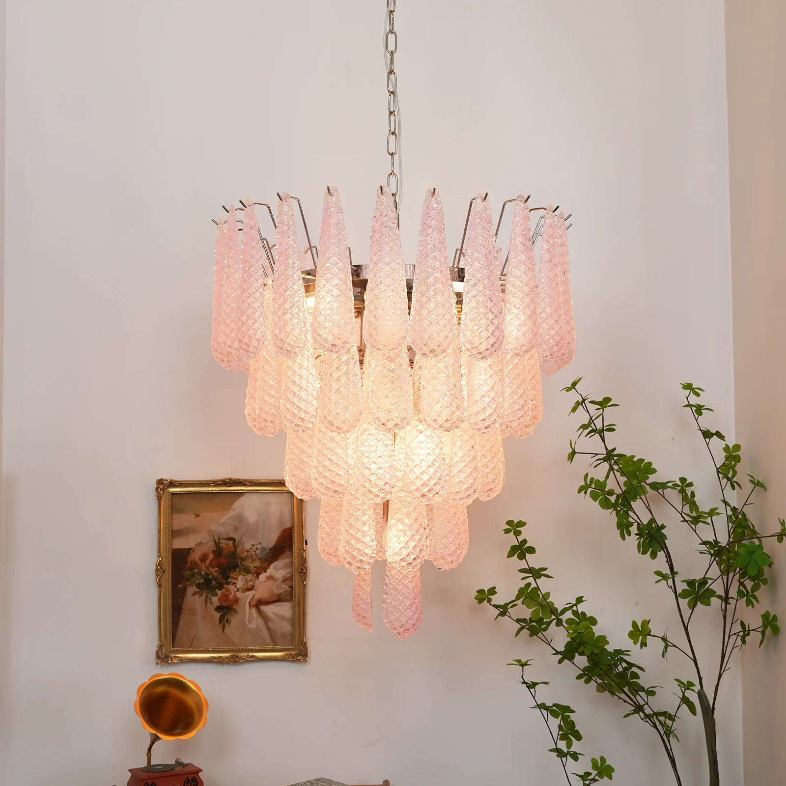 Petal Drop Murano Pink Glass Chandelier - Nuvé