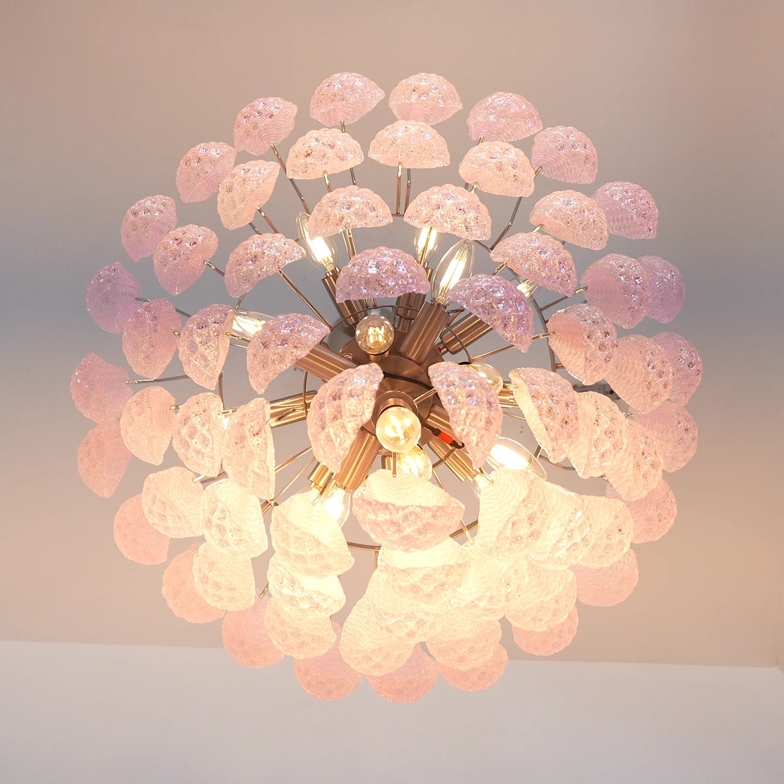 Petal Drop Murano Pink Glass Chandelier - Nuvé