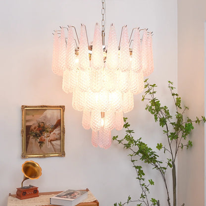 Petal Drop Murano Pink Glass Chandelier - Nuvé