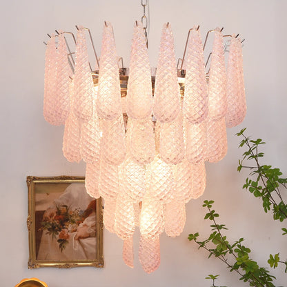 Petal Drop Murano Pink Glass Chandelier - Nuvé