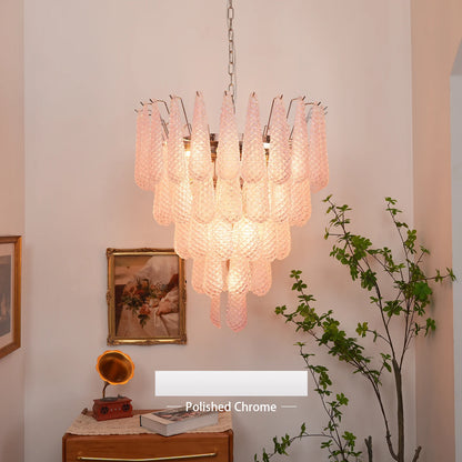 Petal Drop Murano Pink Glass Chandelier - Nuvé