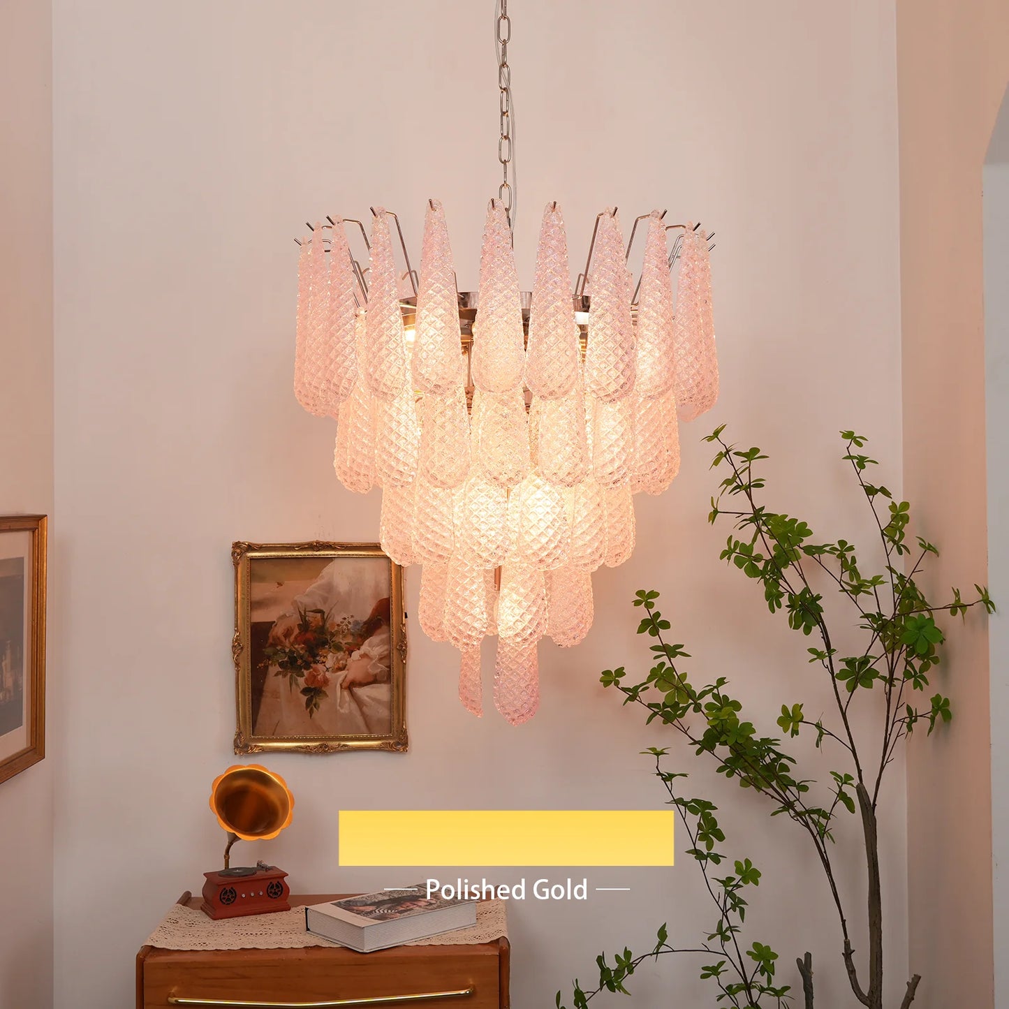 Petal Drop Murano Pink Glass Chandelier - Nuvé