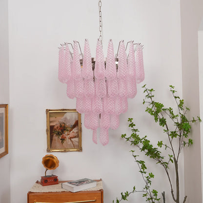 Petal Drop Murano Pink Glass Chandelier - Nuvé