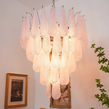 Petal Drop Murano Pink Glass Chandelier - Nuvé
