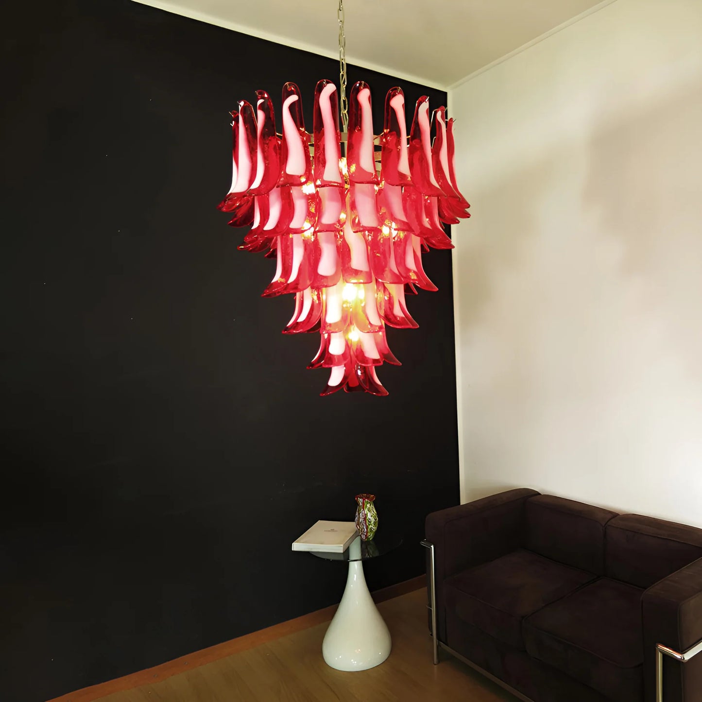 Vintage Murano Red Glass Petals Chandelier - Nuvé