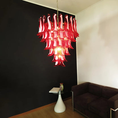 Vintage Murano Red Glass Petals Chandelier - Nuvé
