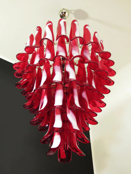 Vintage Murano Red Glass Petals Chandelier - Nuvé